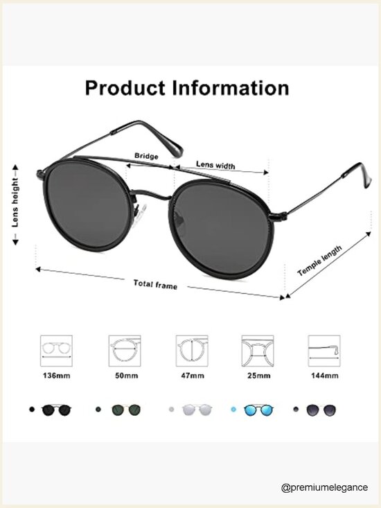 Retro Round Double Bridge Polarized Sunglasses Unisex main image 6